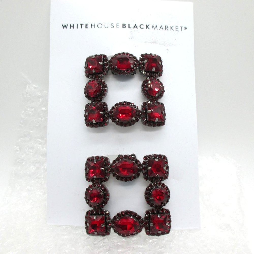 White House Black Market Glass Ruby Crystal Shoe Clips 1 Set NWT Luxury - Picture 9 of 9